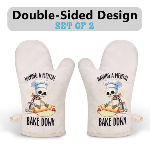 Guantes Miracu de diseño gótico con calavera, ideales para cocinar con seguridad.
