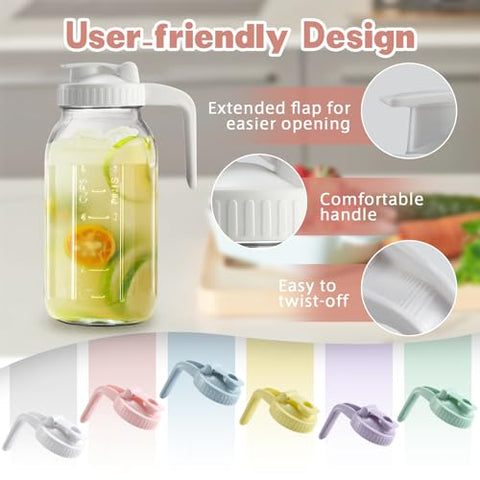 Miradexic Jarra Mason con tapa ergonómica para apertura fácil.