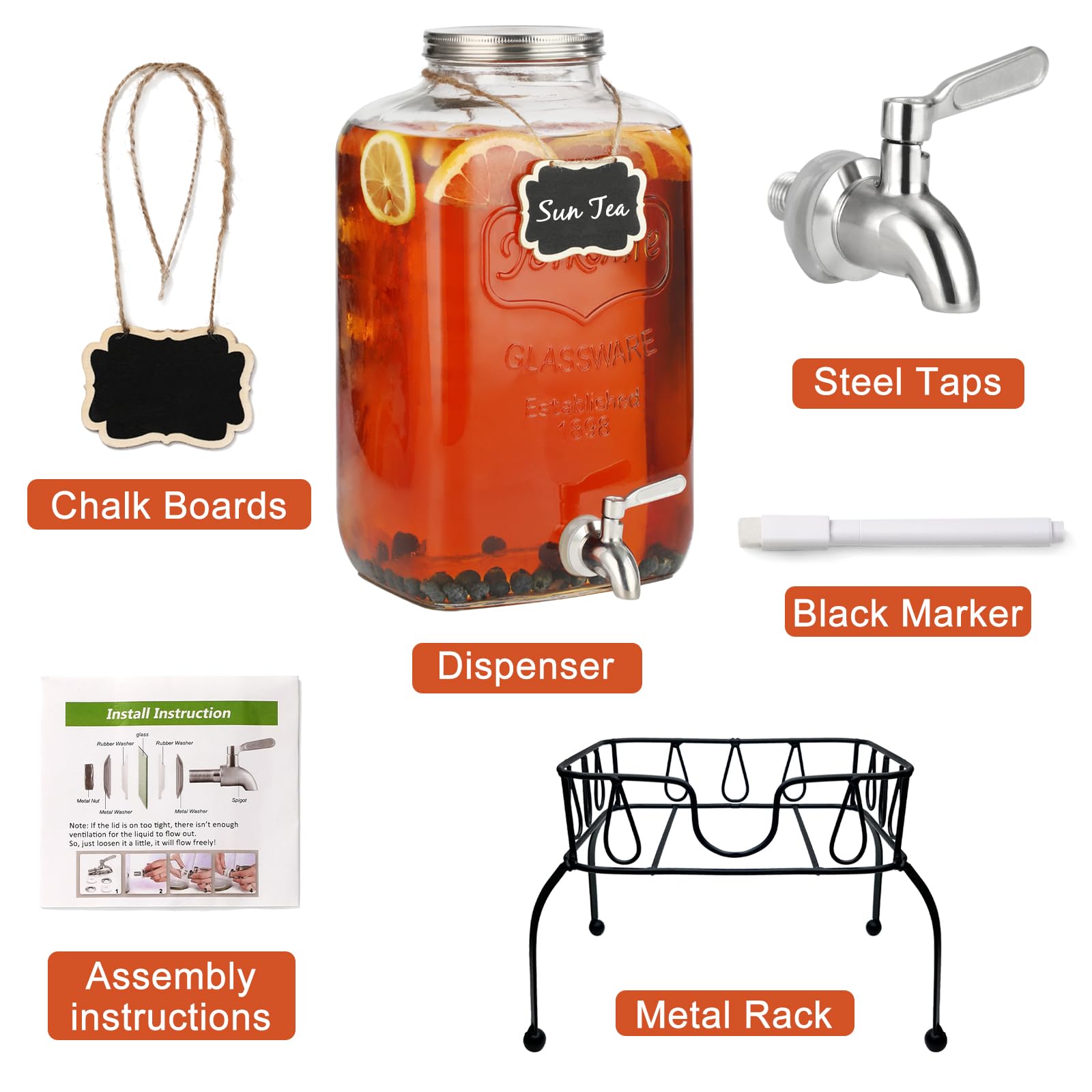 MiraEase dispensador de vidrio con tapa mantiene las bebidas frescas y limpias.