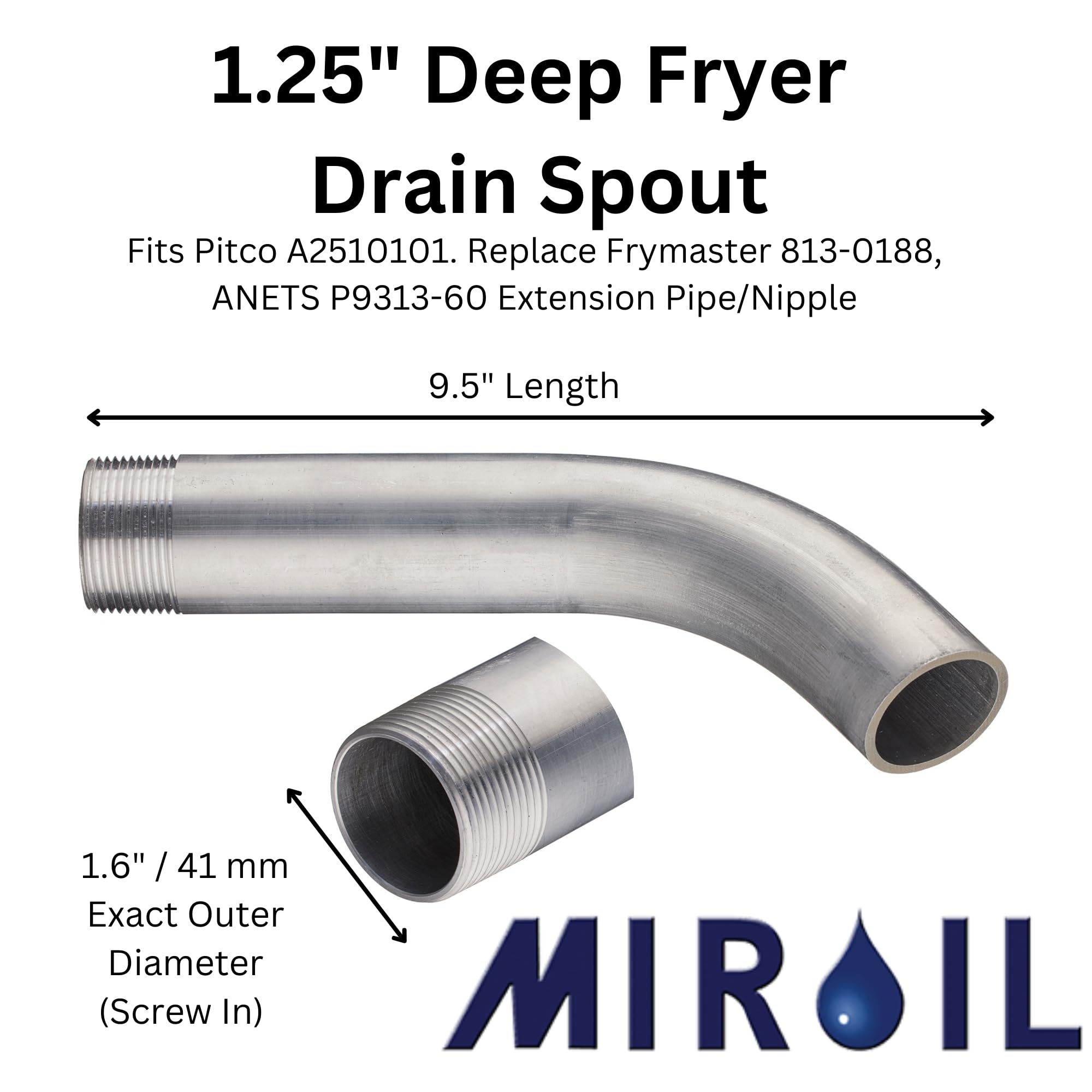 MirOil extencion desague freidora 9-5 pulgadas: instalación rápida y compatible