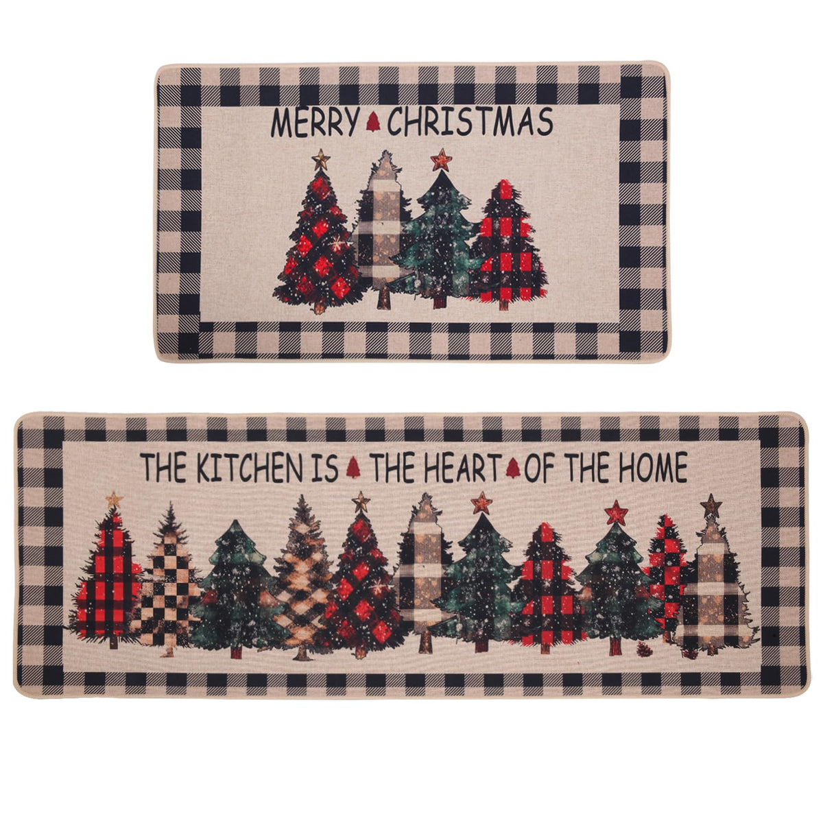 Alfombra Mirok para cocina con conjunto 17x29, estilo navideño para calentarte el suelo.