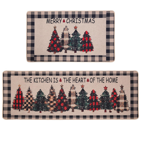 Alfombra Mirok para cocina con conjunto 17x29, estilo navideño para calentarte el suelo.