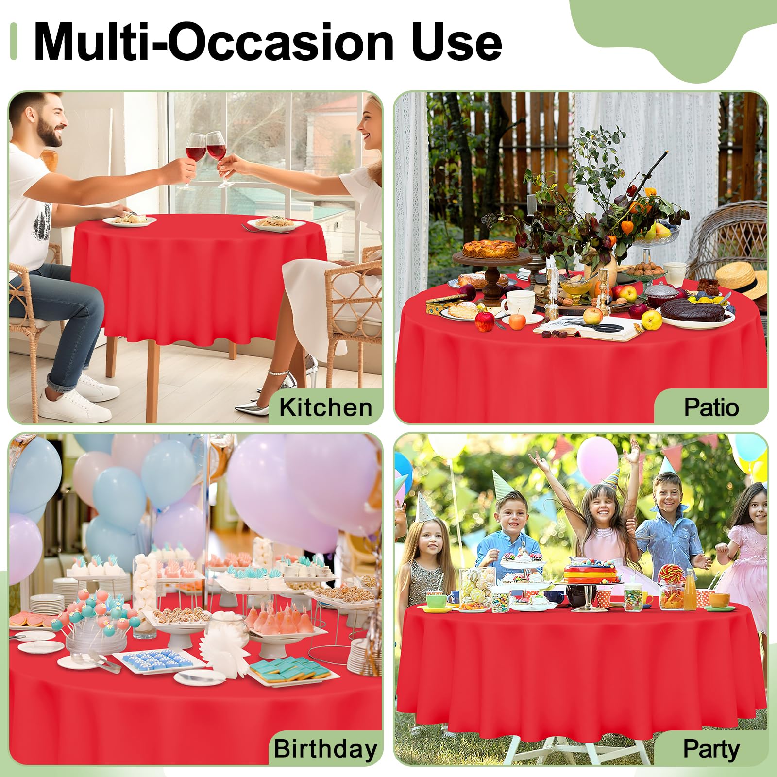 Mantel desechable Misaya para uso interior y exterior, rojo