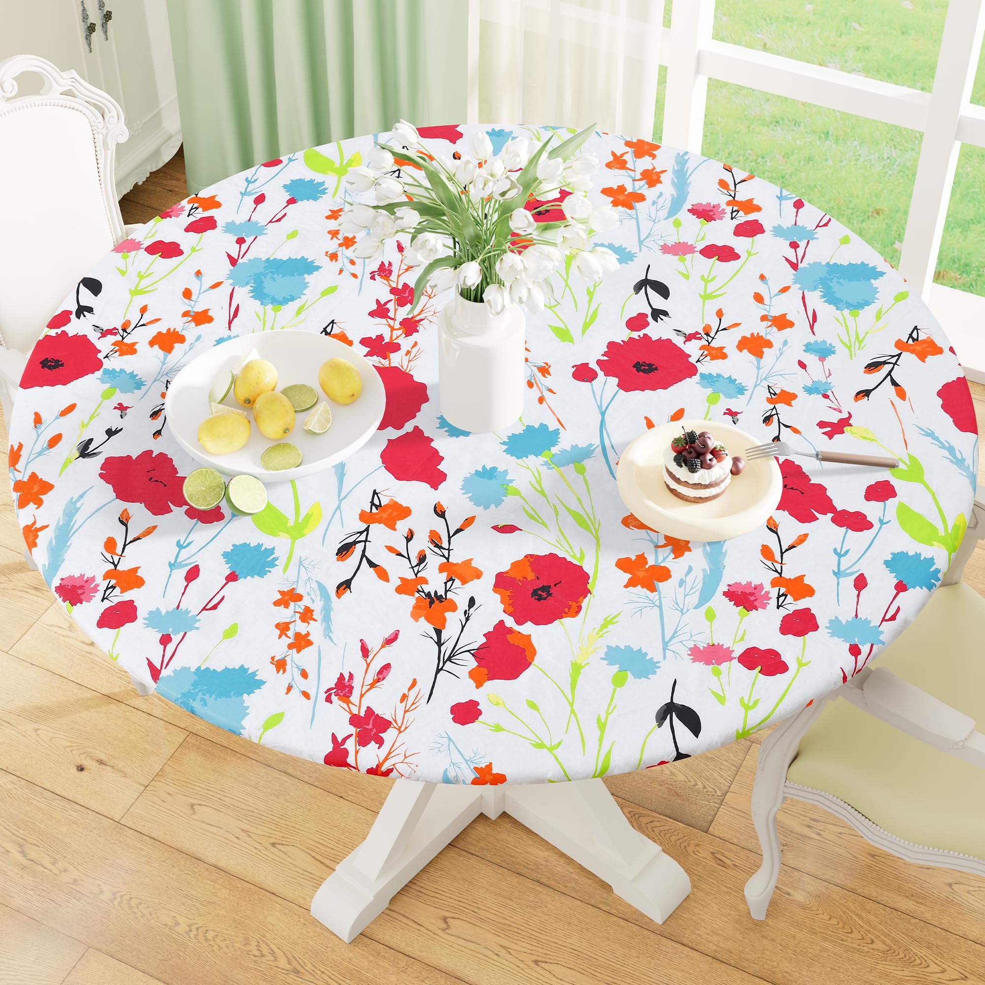 Mantel misaya redondo con ajuste elástico para mesa estable