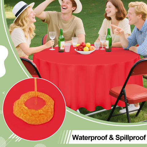 Mantel redondo Misaya para picnics, 84 pulgadas, rojo