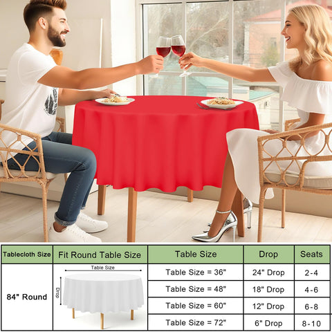 Protector de mesa Misaya desechable redondo, 84 pulgadas, color rojo