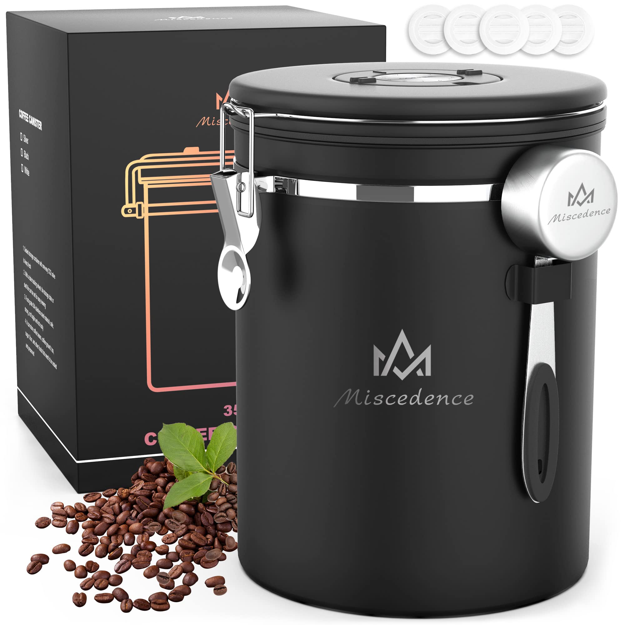 Miscedence contenedor cafe 35oz para frescura de granos