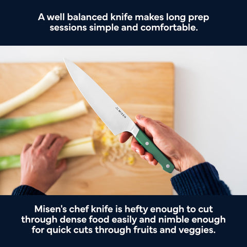 Misen Cuchillo Chef 8 pulgadas hoja AUS-10 para durabilidad y afilado sostenido