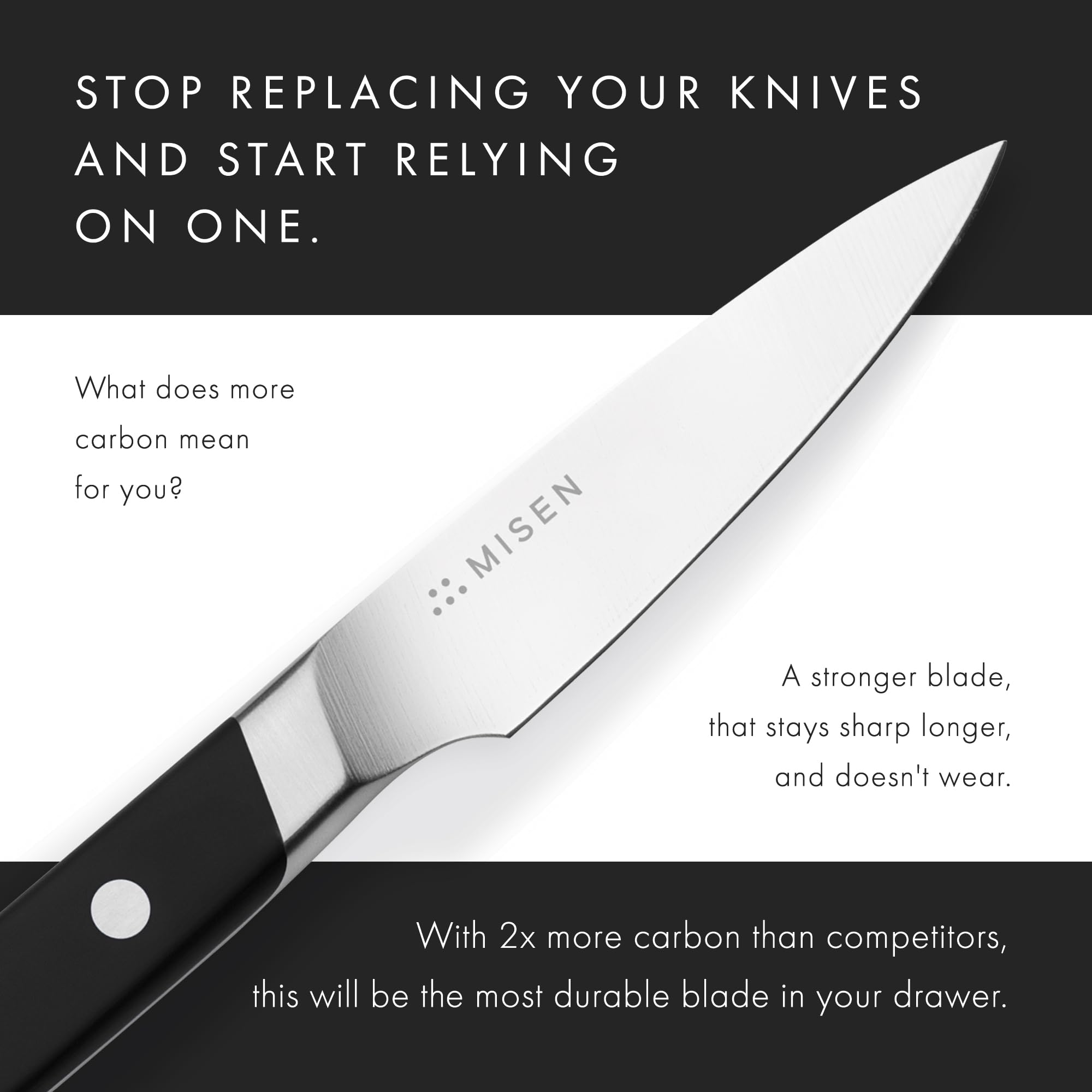 Cuchillo Misen con mango ergonómico facilita agarre y control.
