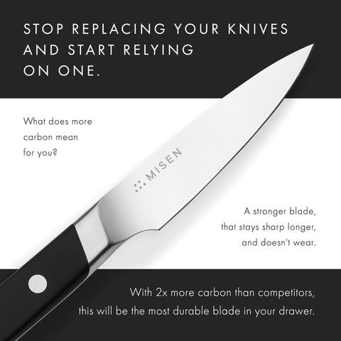 Cuchillo Misen con mango ergonómico facilita agarre y control.