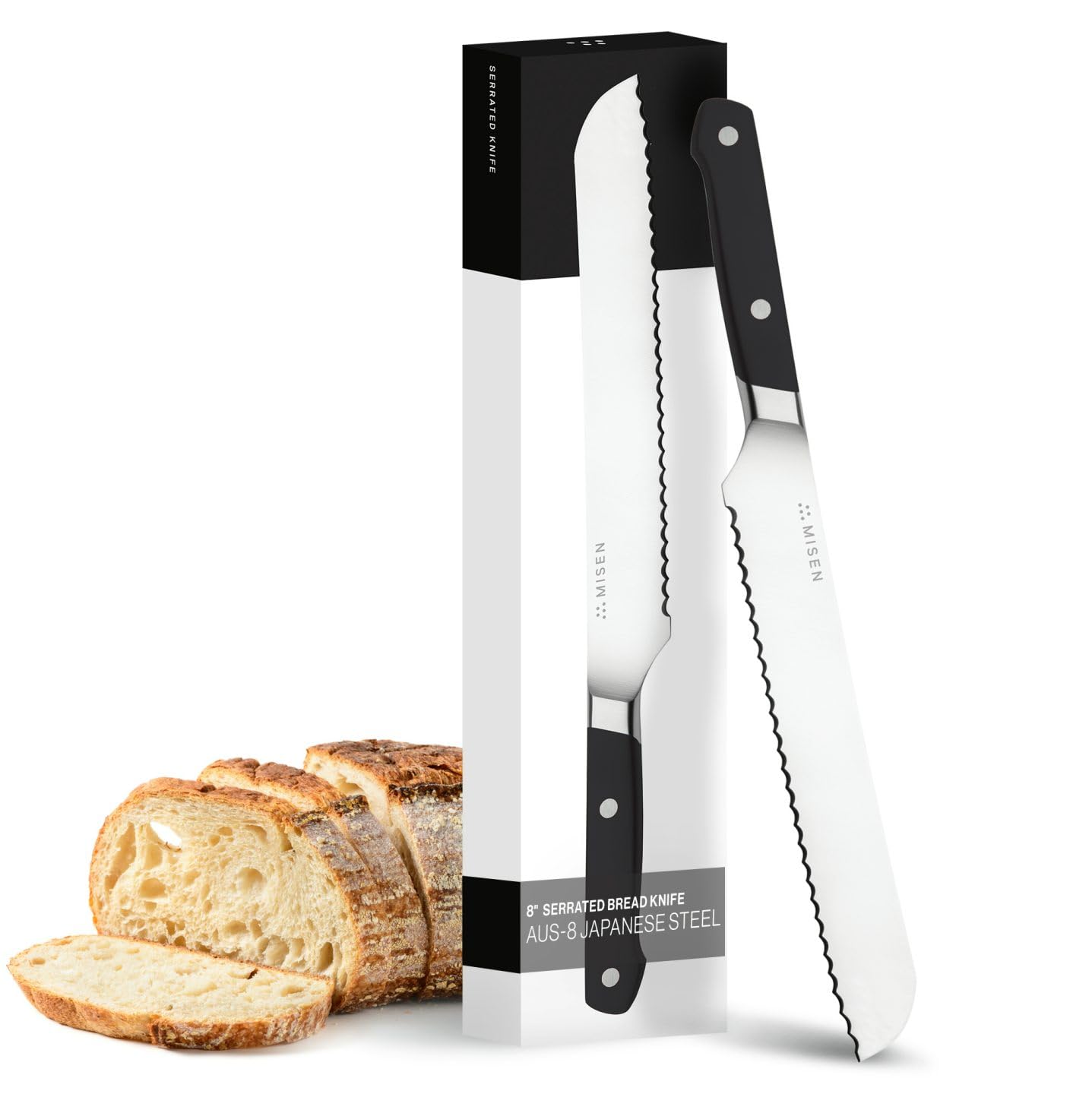 Cuchillo Misen para pan con serrado, cortes limpios