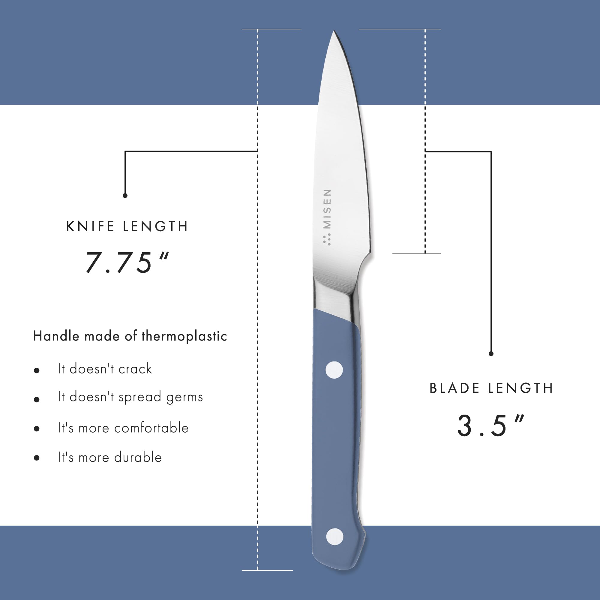 Cuchillo Misen con peso equilibrado para movimientos estables.