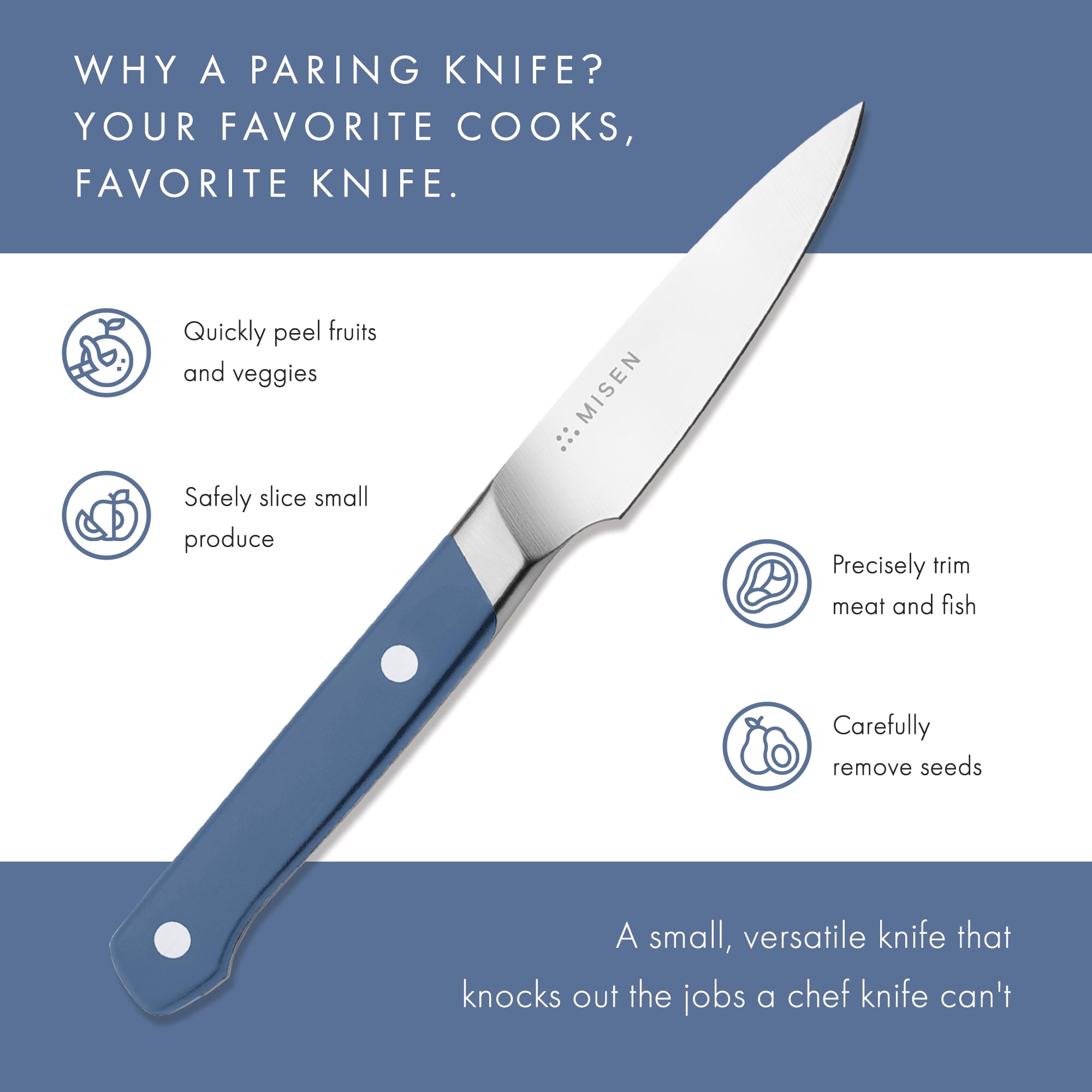 Cuchillo Misen para tareas pequeñas en cocina y decoraciones.