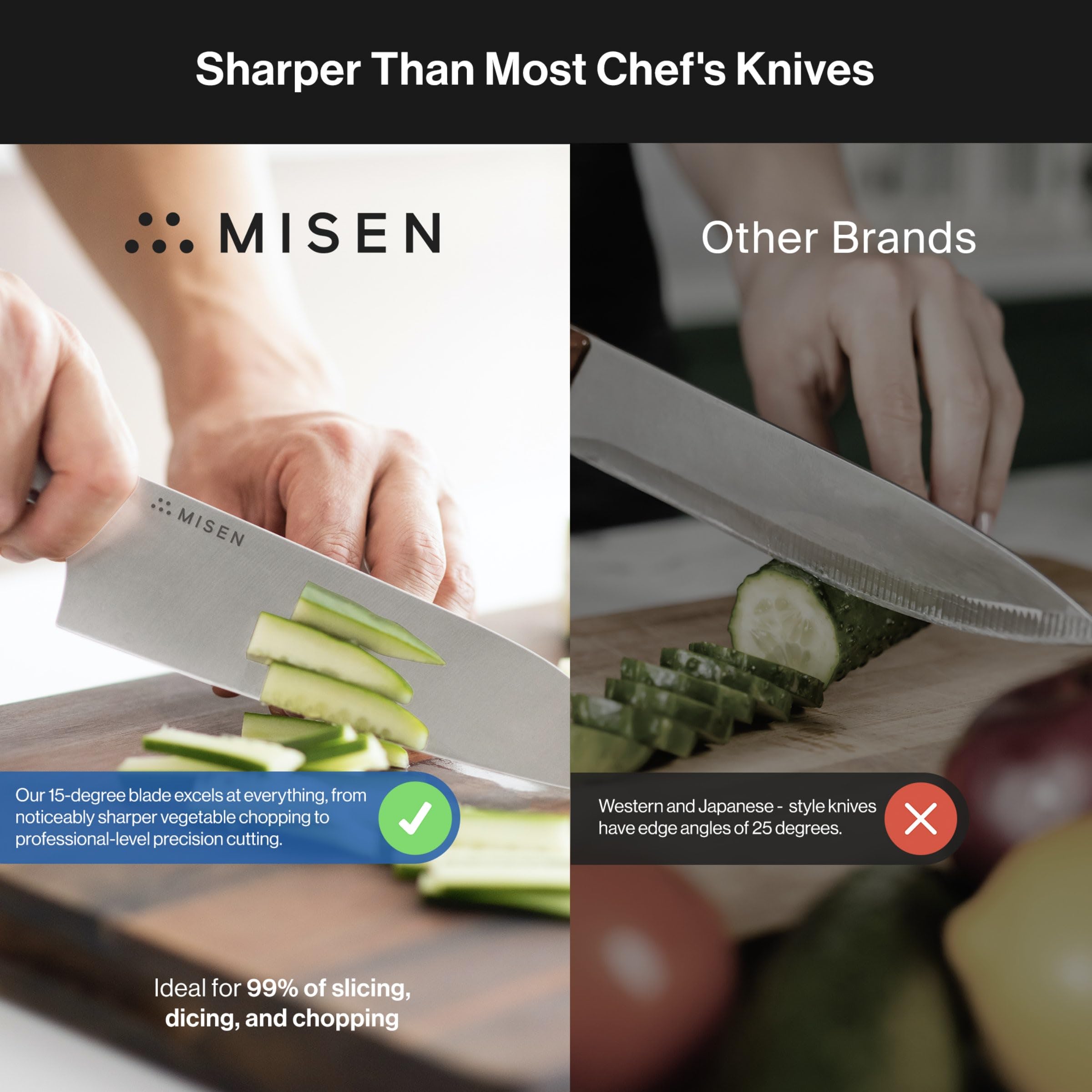 Cuchillo Misen Santoku de acero AUS-10 japonés ofrece dureza y durabilidad.