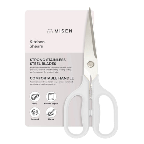 Tijeras Misen con filo micro serrado para cortes precisos en la cocina