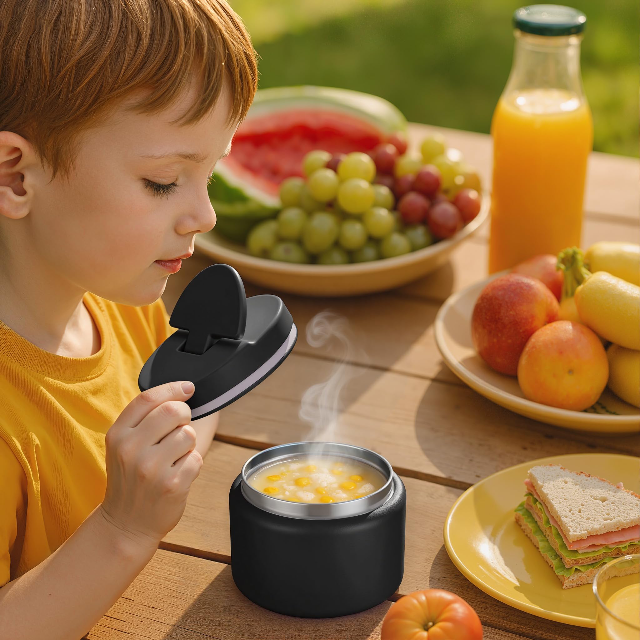 Misonea termo negro de aspecto elegante para sesiones de comida.