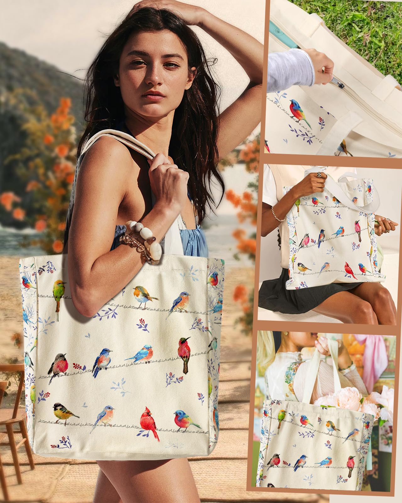 Miss Adola bolso canvas grande, tamaño práctico para guardar libros y portátil.