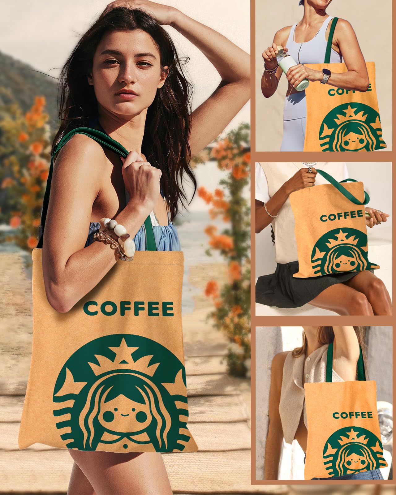 Miss Adola bolsa de lona, tamaño práctico para compras y playa
