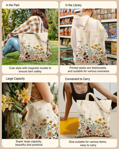 Miss Adola tote con diseños florales retro para uso diario.
