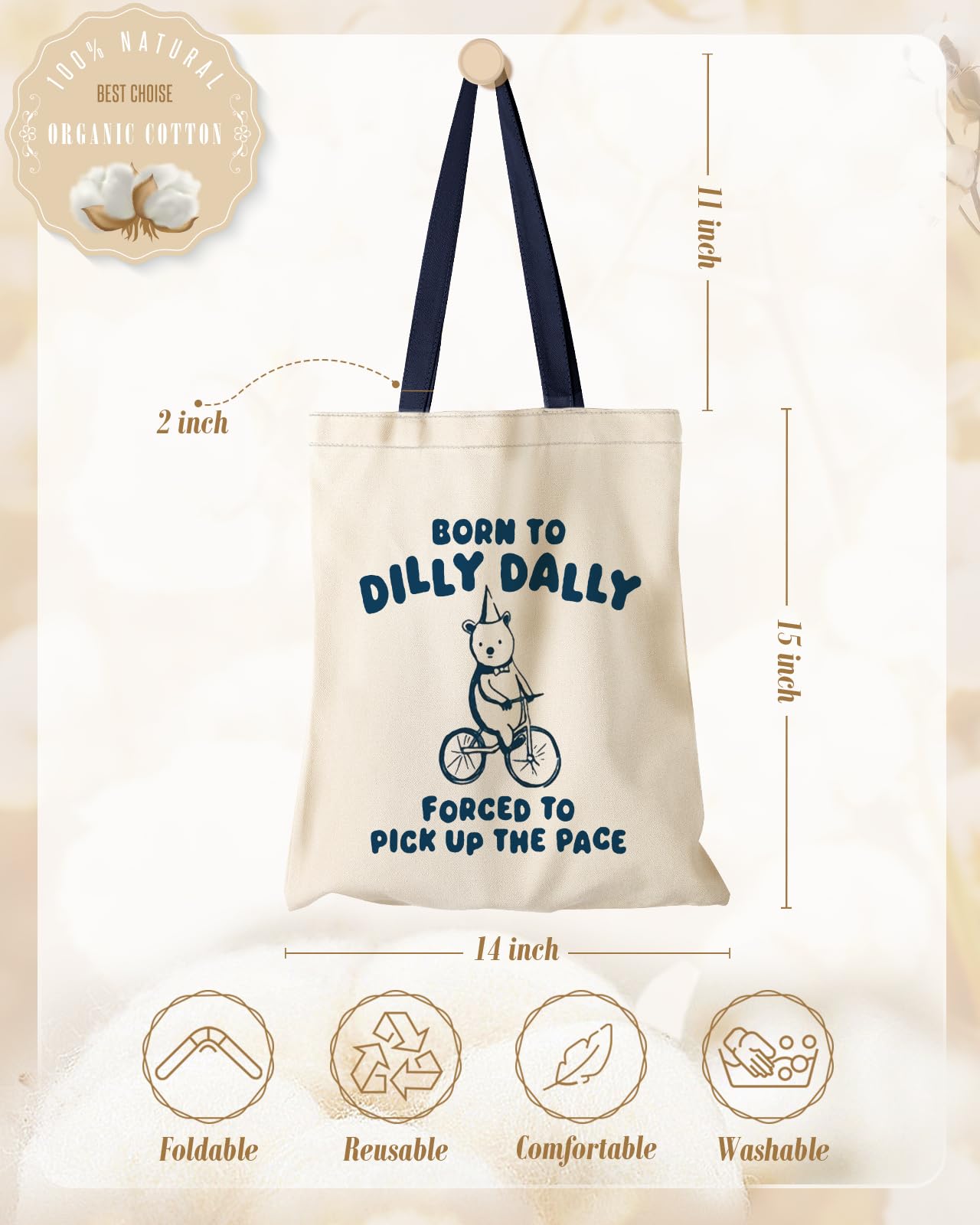 Miss Adola tote lona para compras, diseño claro y duradero