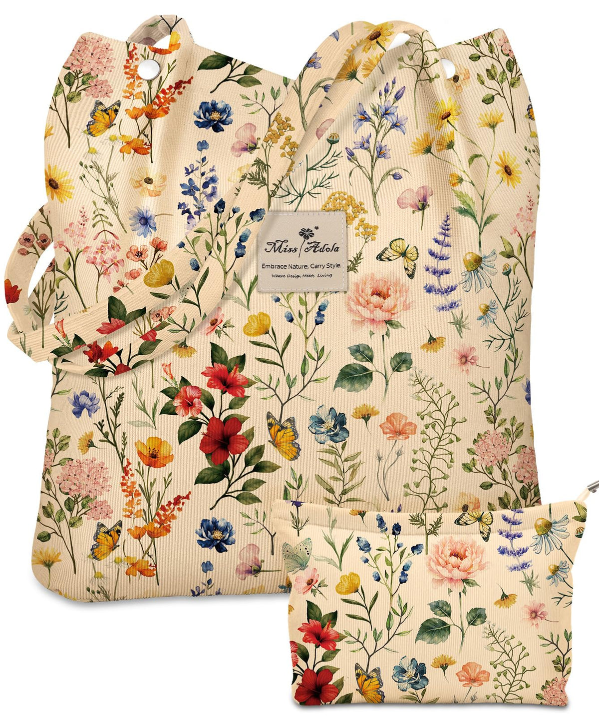 Miss Adola bolsa tote pana, vista frontal, ideal para uso cotidiano.
