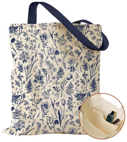 Miss Adola bolso de lona con diseño azul floral, ideal para compras