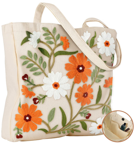 Miss Adola bolso tote bordado 3D en lona, ideal para destacar en cualquier ocasión.