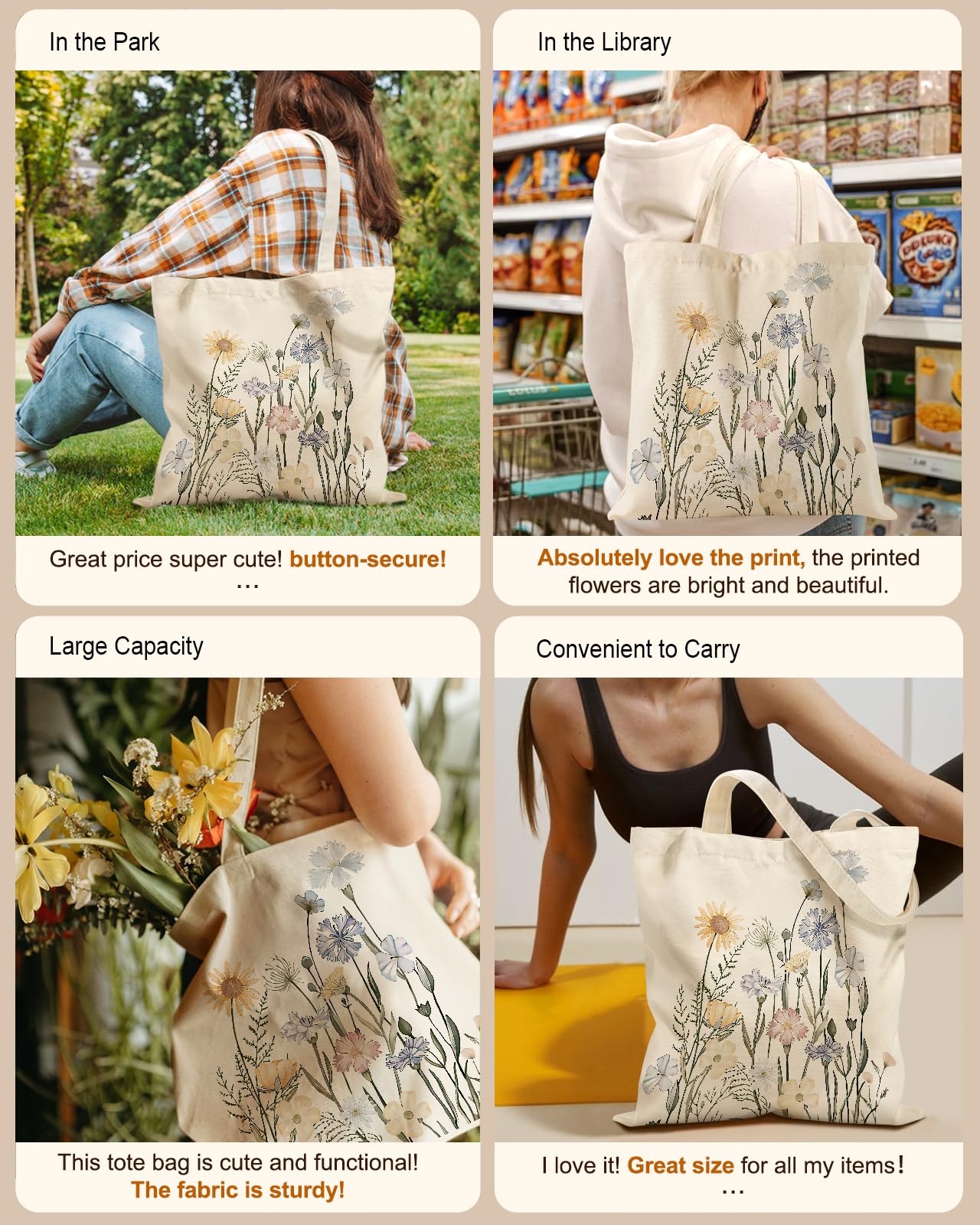 Miss Adola tote floral, gran capacidad para gimnasio, trabajo y viaje.