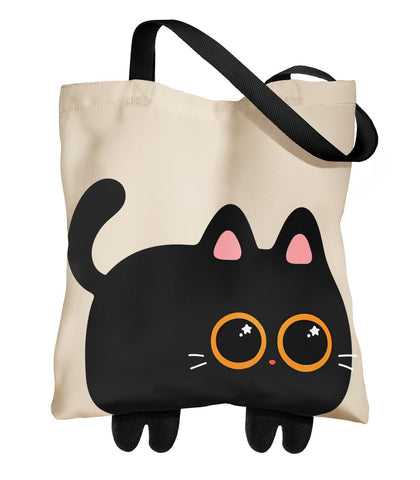 Miss Adola tote con gato negro de ojos curiosos, ideal para uso diario.
