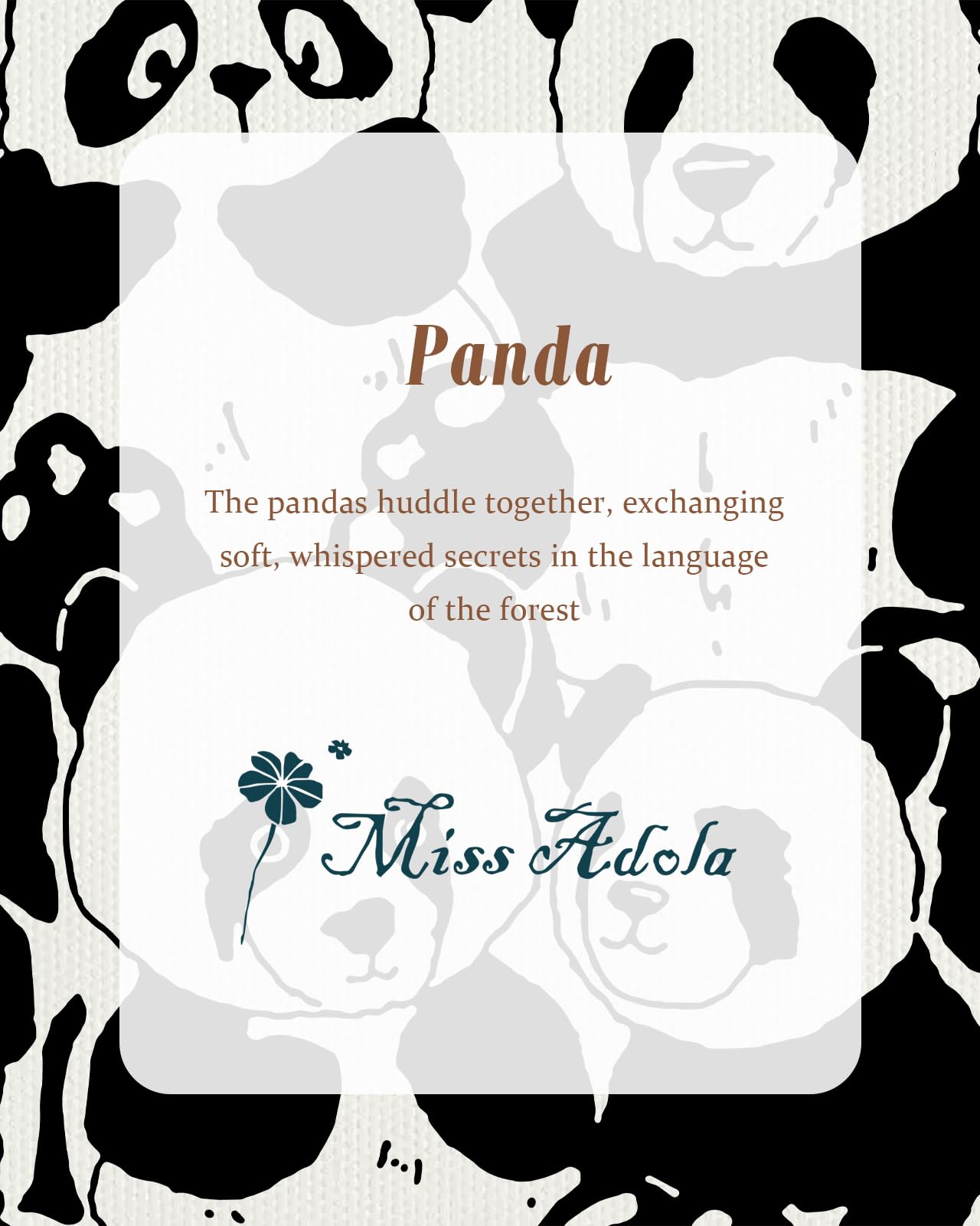 Panda Tote de Miss Adola con bolsillo interior con cremallera para objetos pequeños