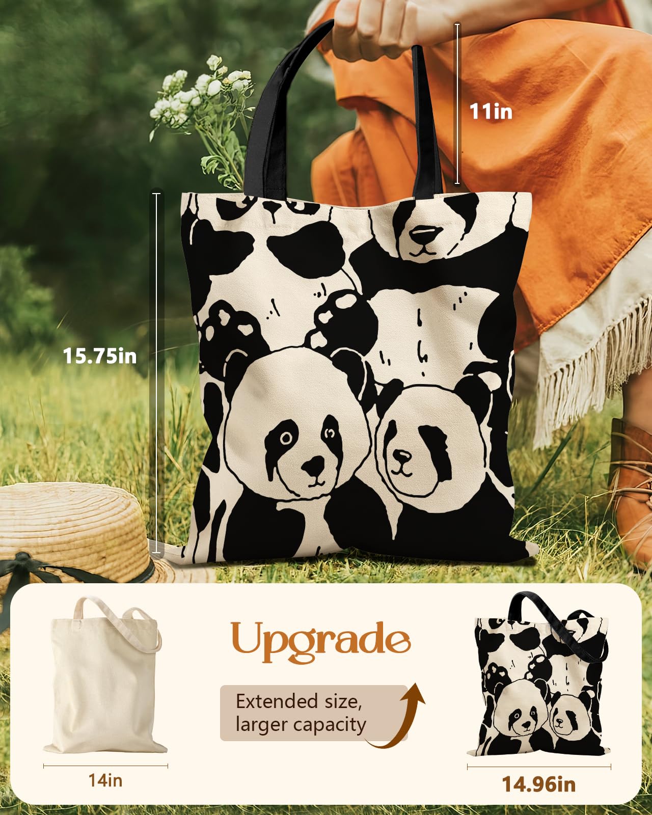 Diseño de gran capacidad de Miss Adola Panda Tote, ideal para trabajo o gimnasio