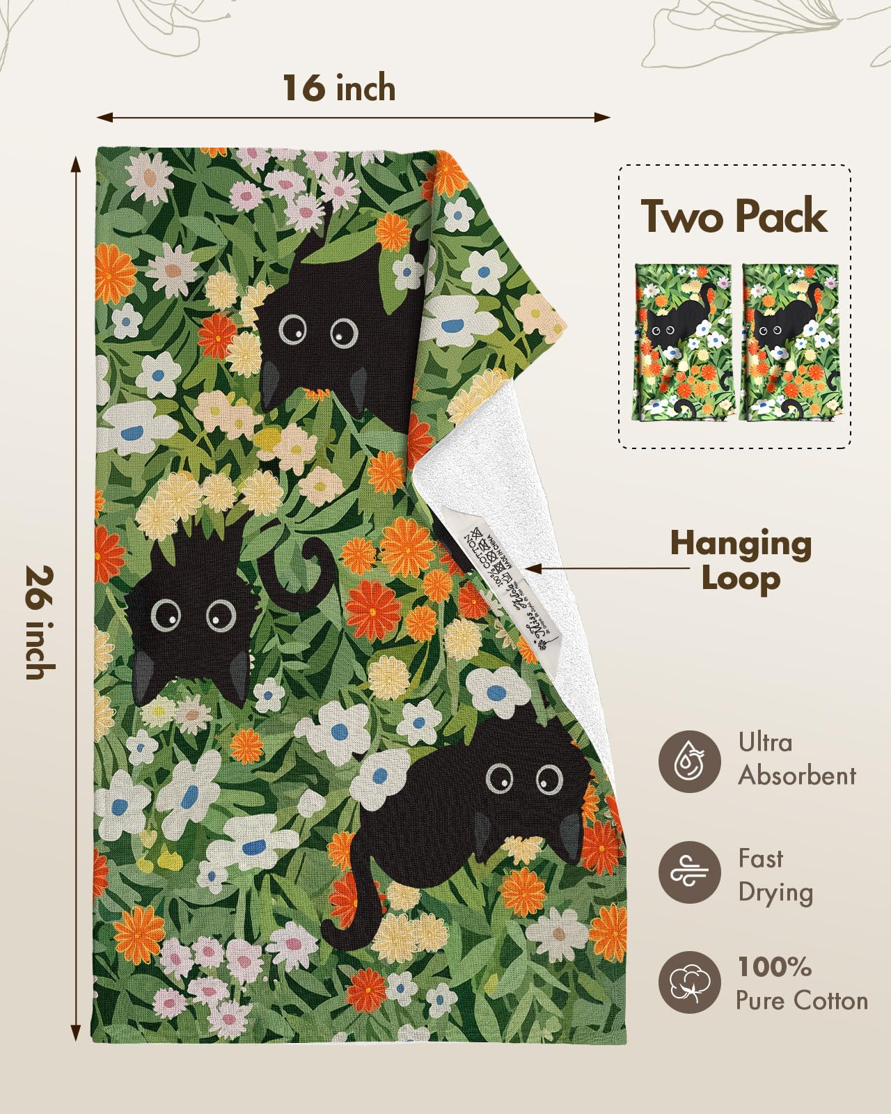 Miss Adola: toallas 16x26 pulgadas con diseño floral para la encimera.
