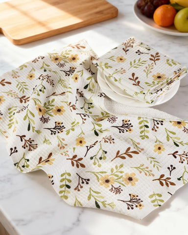 Miss Adola: toallas con diseño floral, tejido duradero para secar derrames con estilo.
