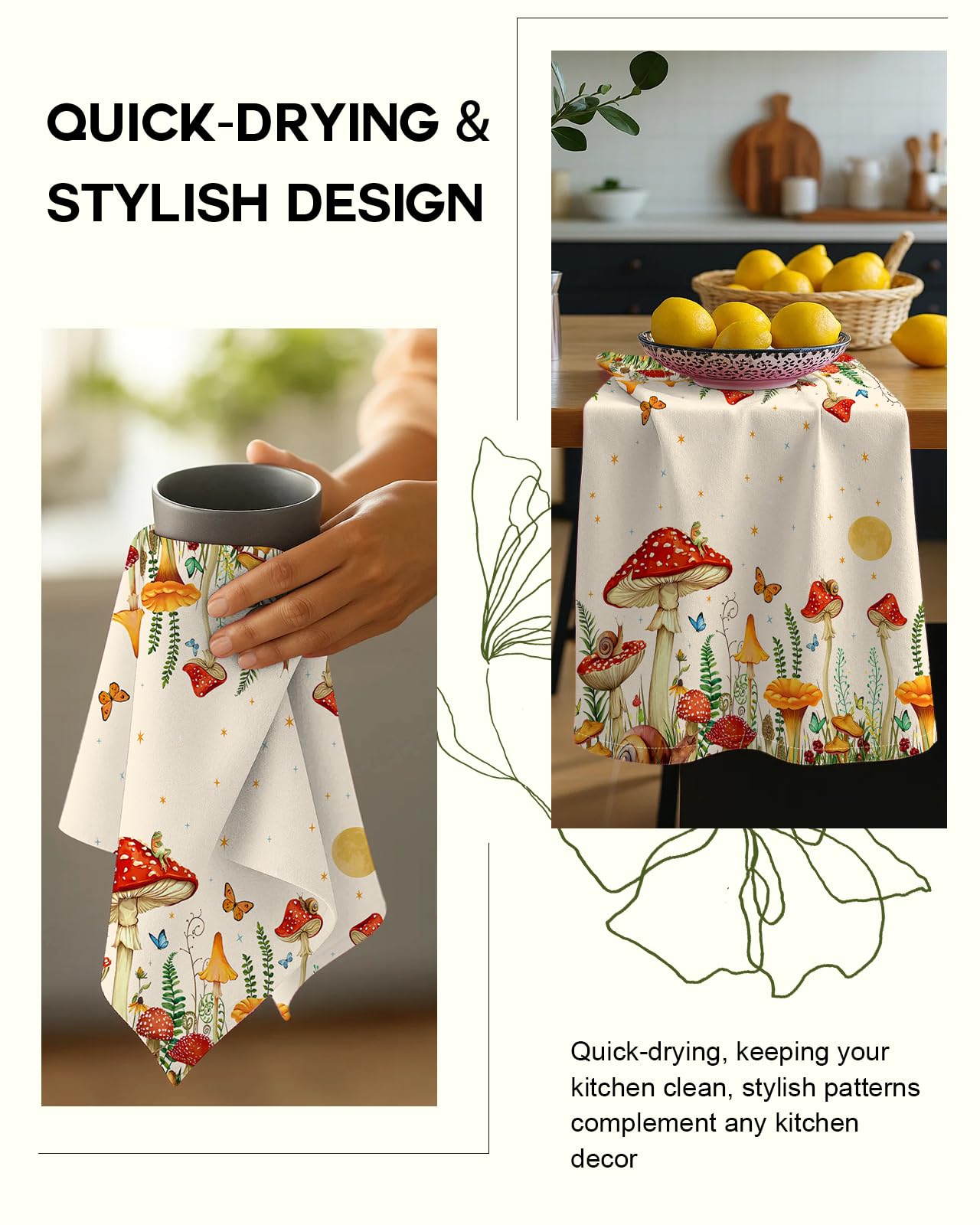 Toallas Miss Adola con estampado primavera, añaden estilo a la cocina.