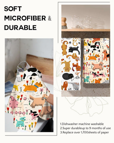 Toallas con impresión estacional Miss Adola: combinación de decoración y limpieza diaria.