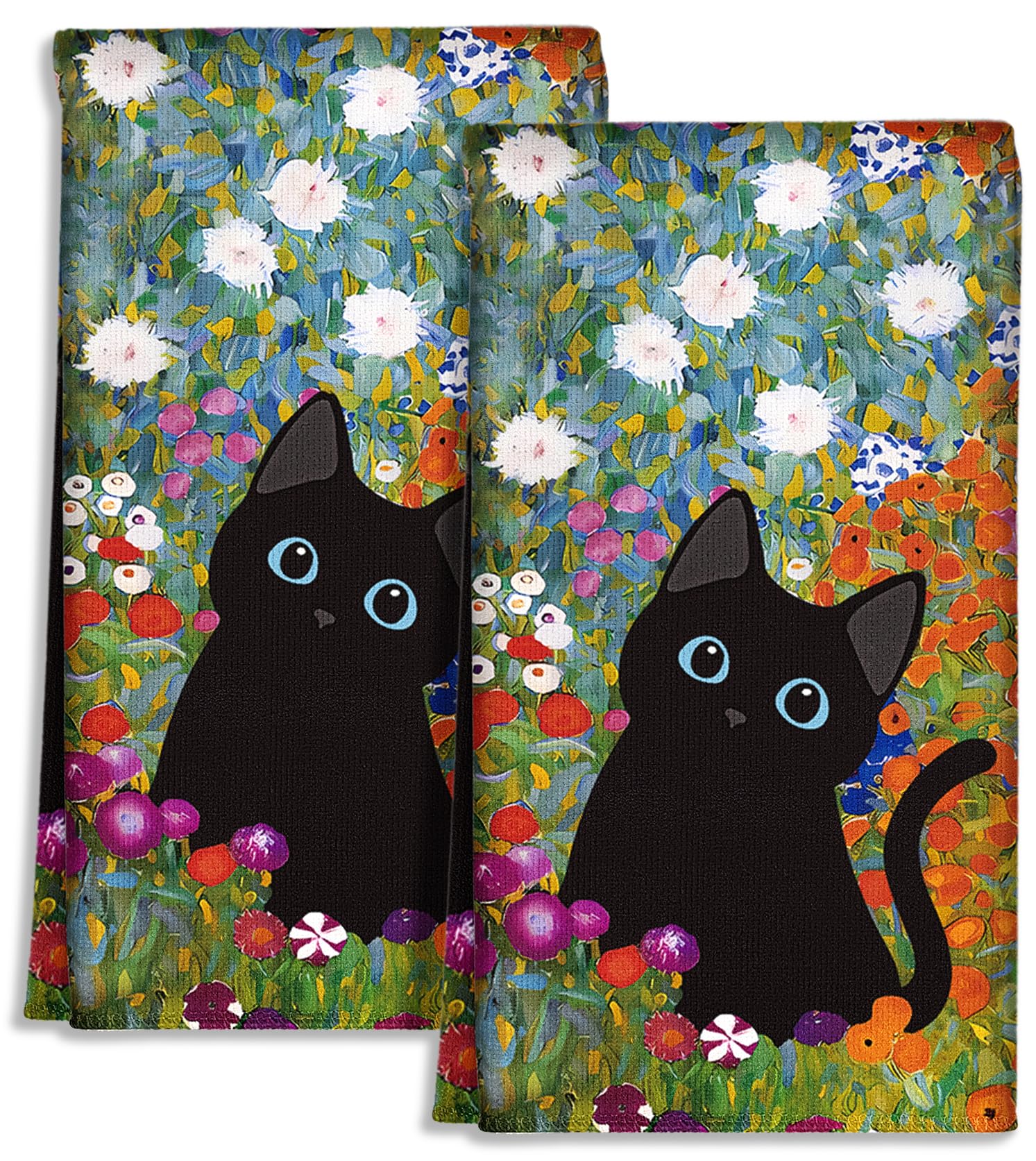 Miss Adola toallas de cocina con gato negro, absorben rápido y decoran.