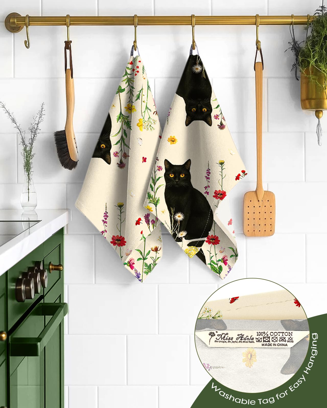 Miss Adola toallas cocina sin pelusa, limpieza suave de vidrio.