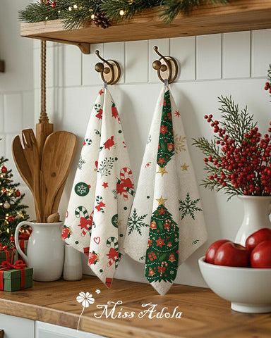 Miss Adola: diseño clásico navideño, envoltorio de regalo reutilizable perfecto.