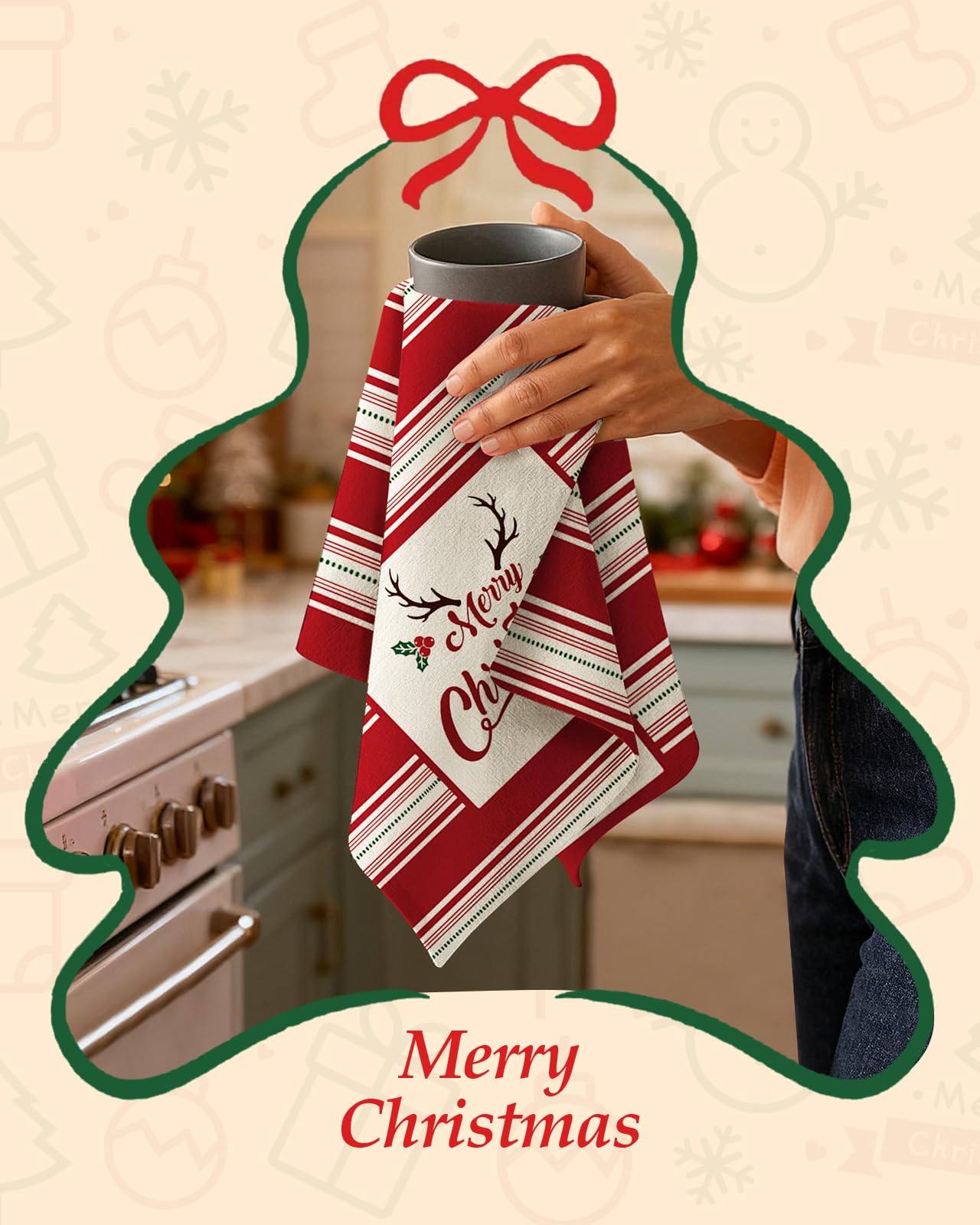 Toallas Miss Adola con diseño clásico navideño para cocina festiva