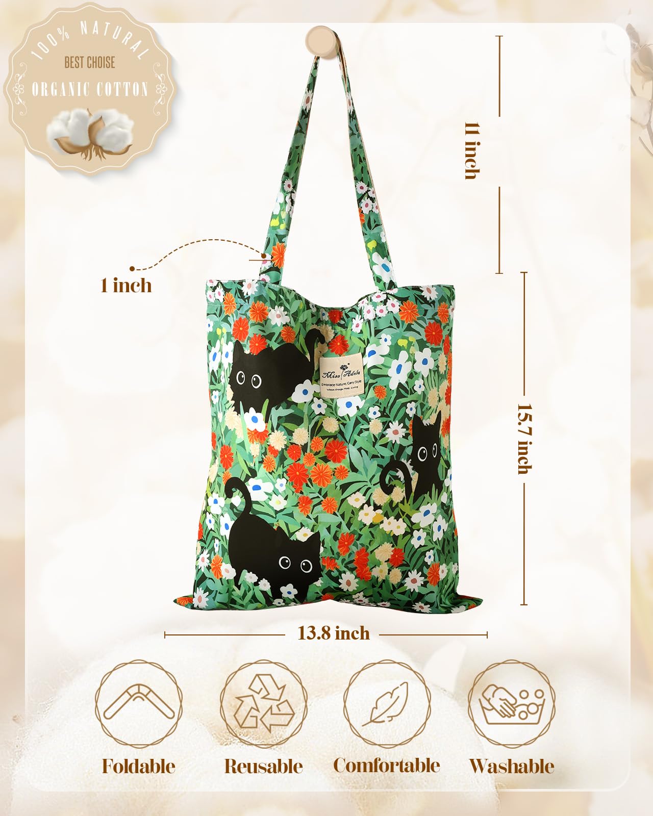 Asas acolchadas del Miss Adola tote, comodidad para uso diario.