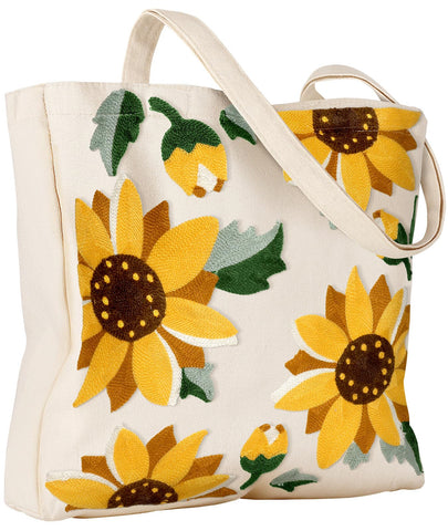 Miss Adola tote con bordado 3D girasol, ideal para compras con estilo