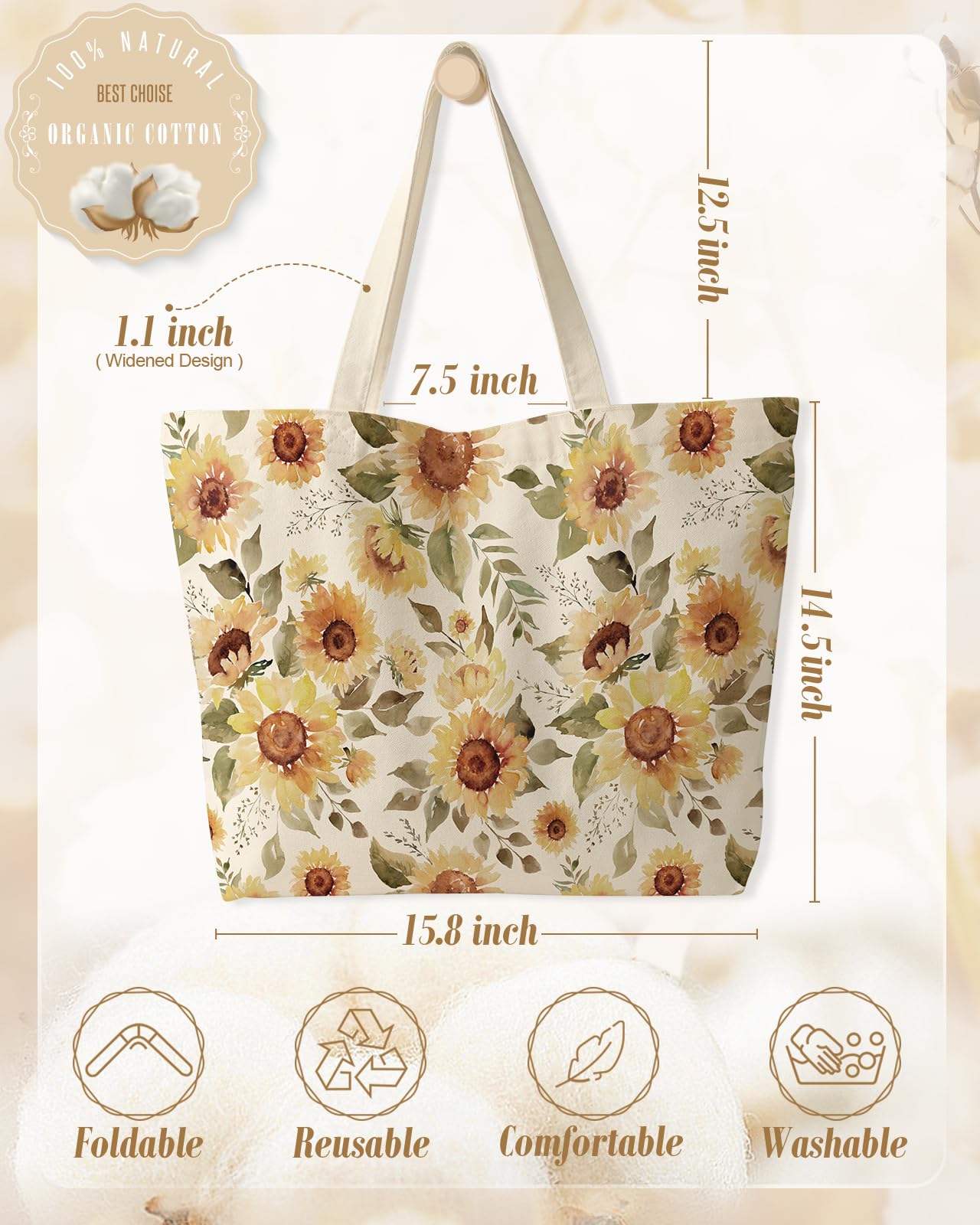 Miss Adola tote de canvas, gran capacidad para libros y portátil