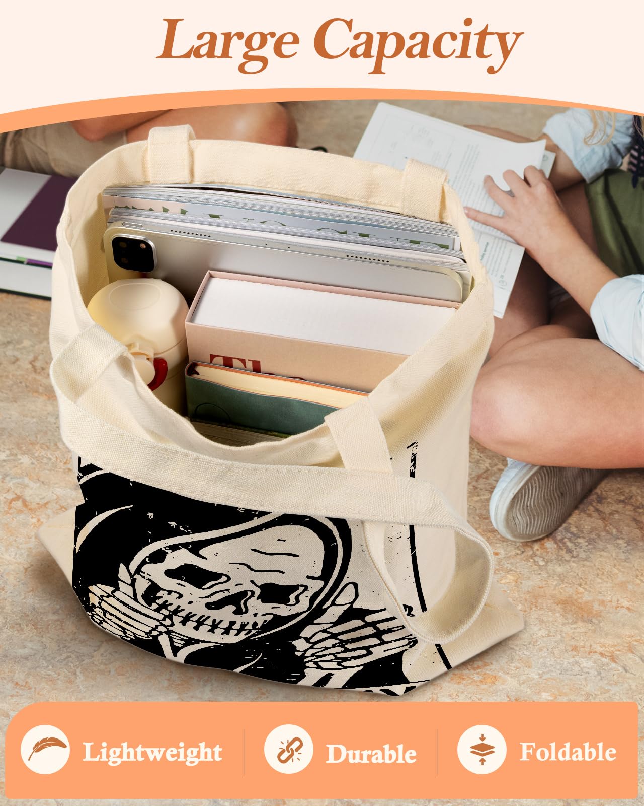 Miss Adola tote, tamaño práctico para libros y tabletas.