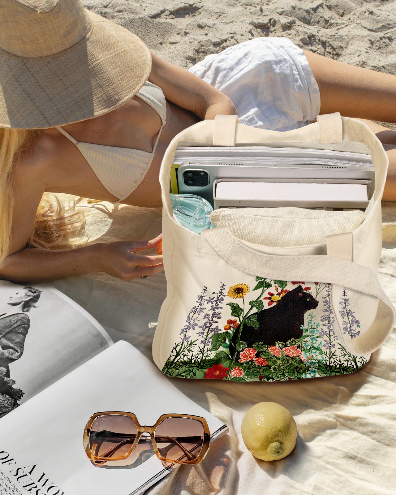 Miss Adola tote canvas uso diario, ideal para compras y gimnasio.