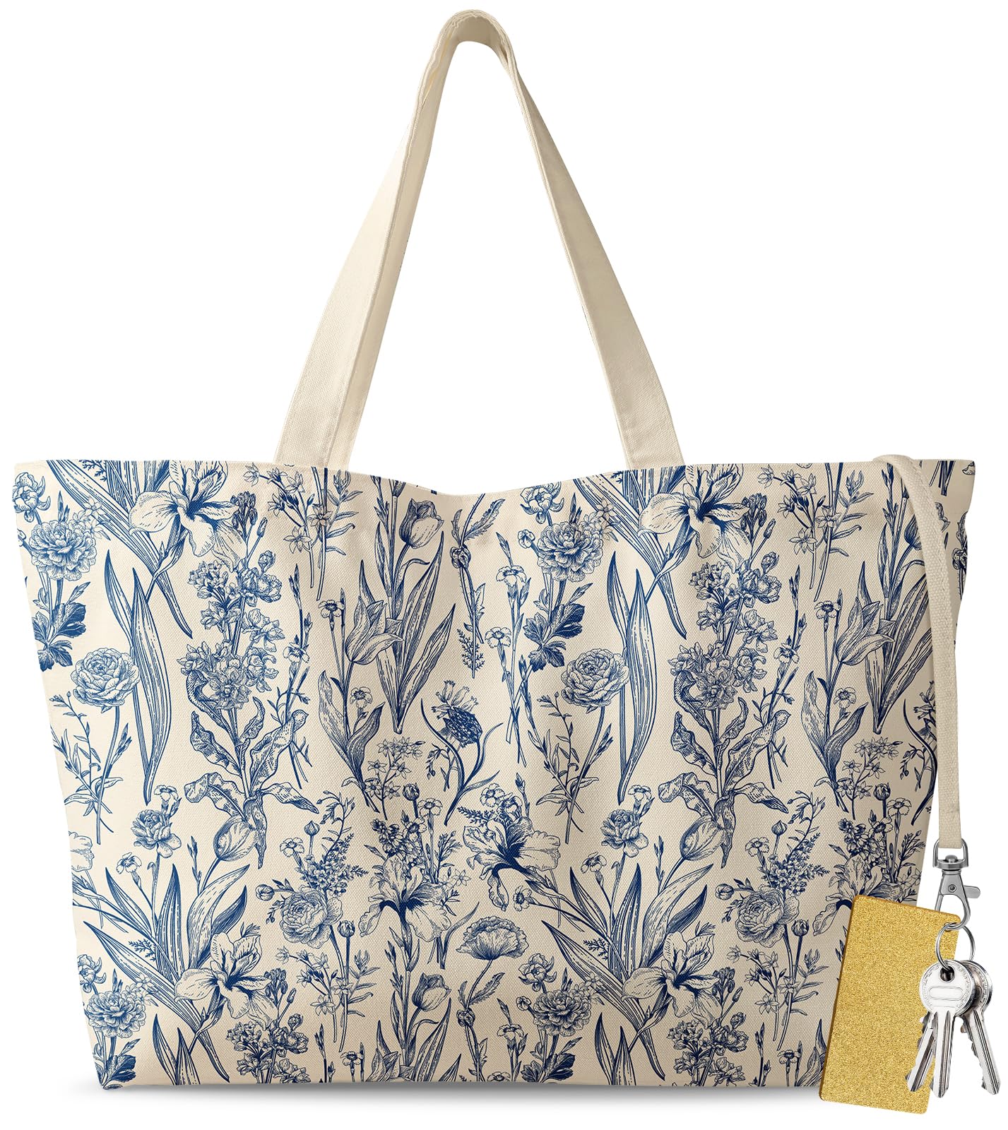 Miss Adola tote grande azul con flores, ideal para salidas diarias con estilo.