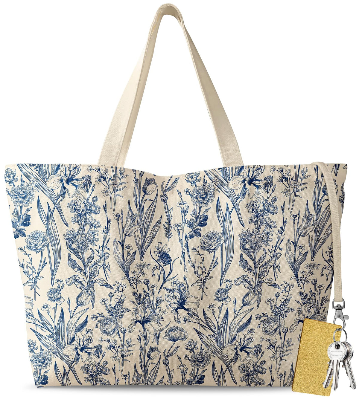 Miss Adola tote grande azul con flores, ideal para salidas diarias con estilo.