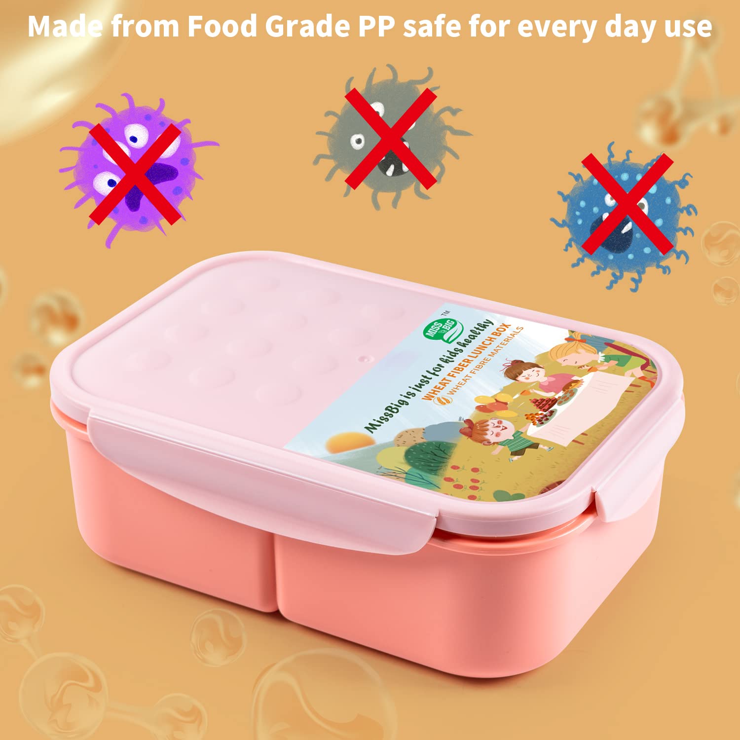Miss Big Bento Box sin BPA, material seguro para uso diario