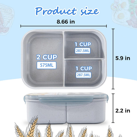 MISS BIG Bento Box de 1900 ml en gris práctico para la oficina.