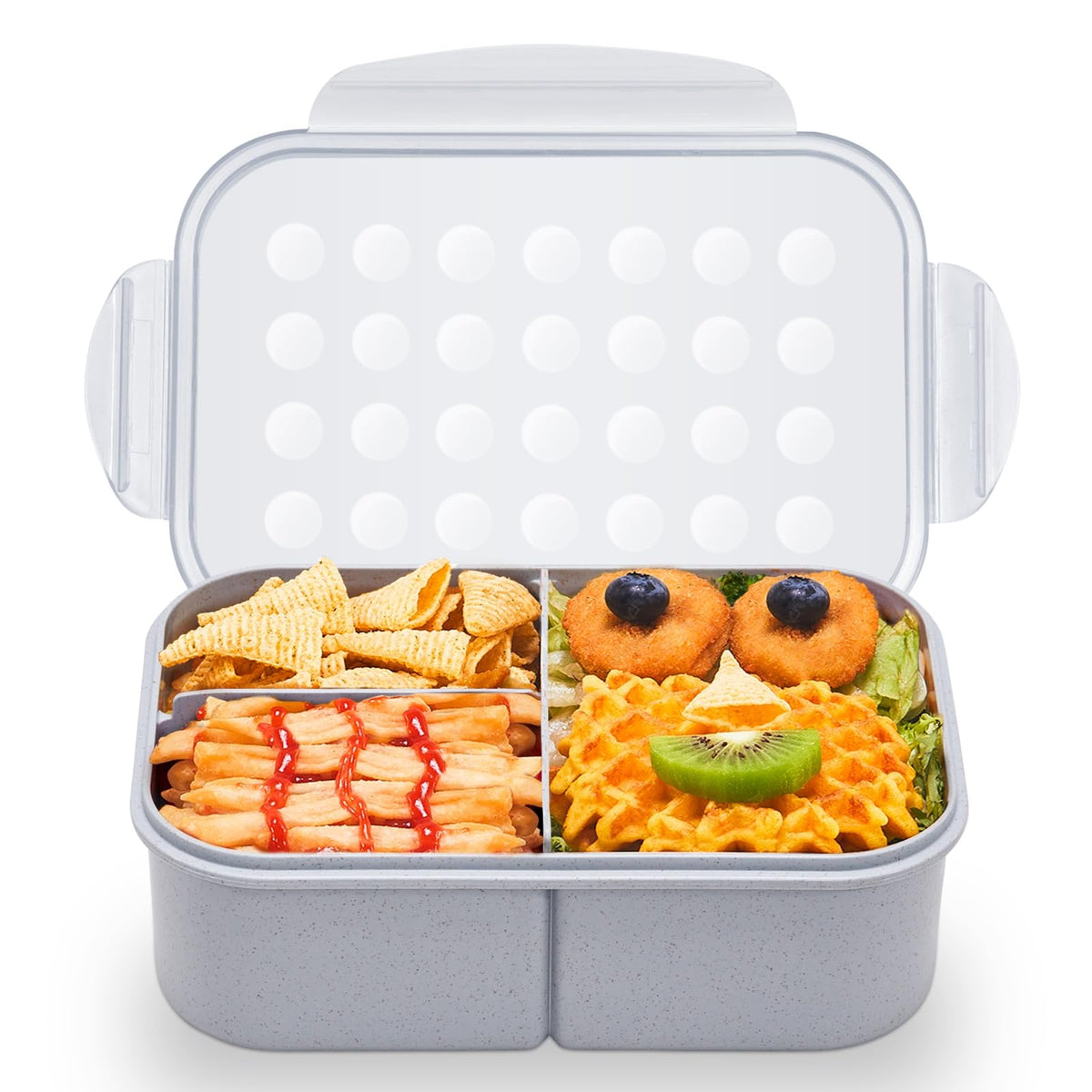 MISS BIG Bento Box con cuatro herrajes facilita apertura y cierre seguro.