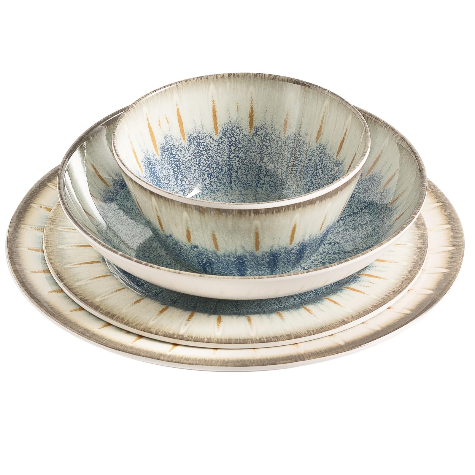MissYip vajilla melamina azul vibrante para interior y exterior.